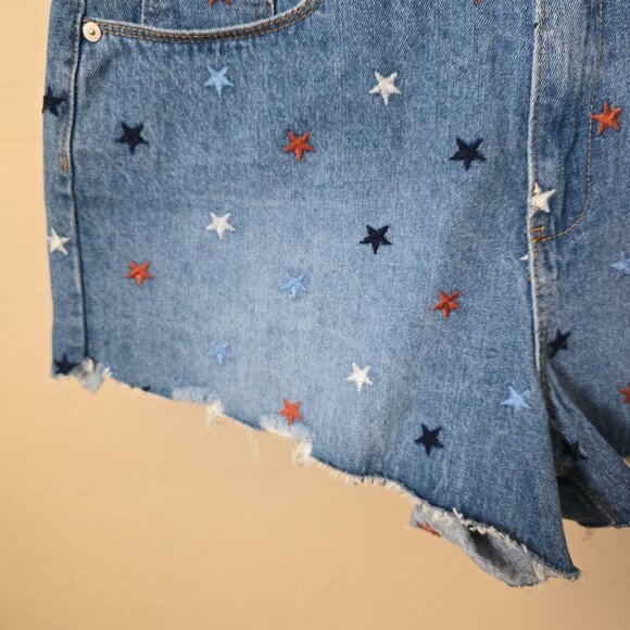 Blank NYC The Barrow Vintage High Rise Star Embroidered Denim Cutoff Shorts - Picture 4 of 16
